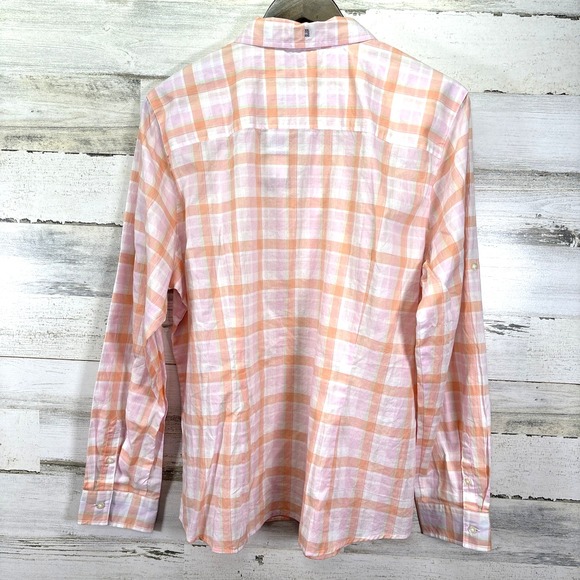 IZOD Orange Pink Pastel Lightweight 100% Cotton Roll Tab Button Dn Shirt Sz XXL - Picture 2 of 13